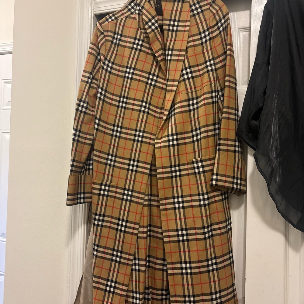 Burberry Tan Plaid Trench Coat
